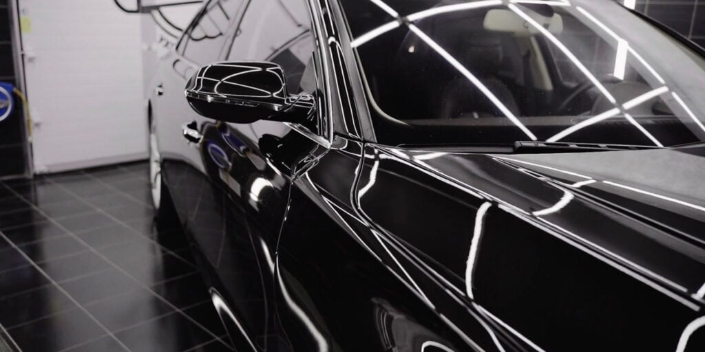 Deep gloss on black paint after polishing