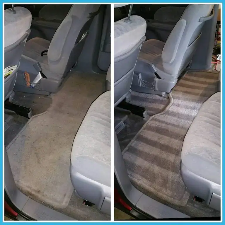 Car carpet before and after a deep clean