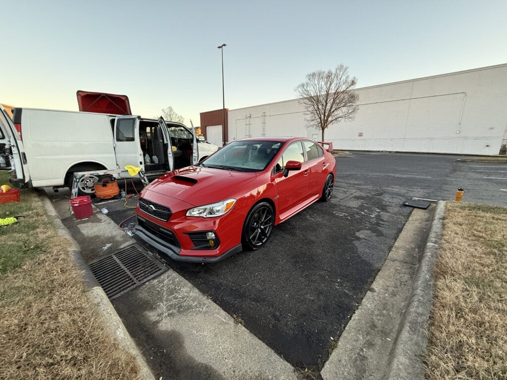 Red sports car after a detail